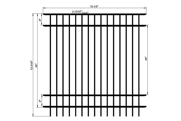 Panneaux de clôture de piscine ornementaux à dessus plat galvanisé/aluminium 3 rails populaires