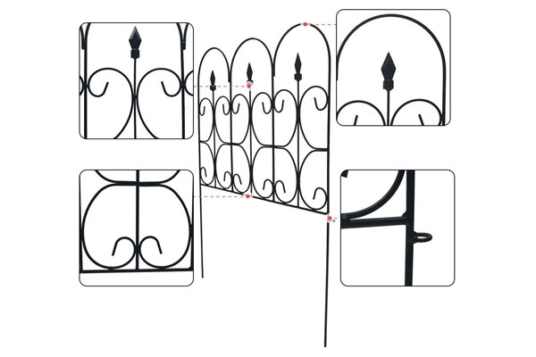 Bordure extérieure de piquet de décor de panneaux de barrière de clôture de parterre de fleurs